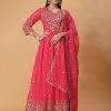 pink georgette anarkali suit