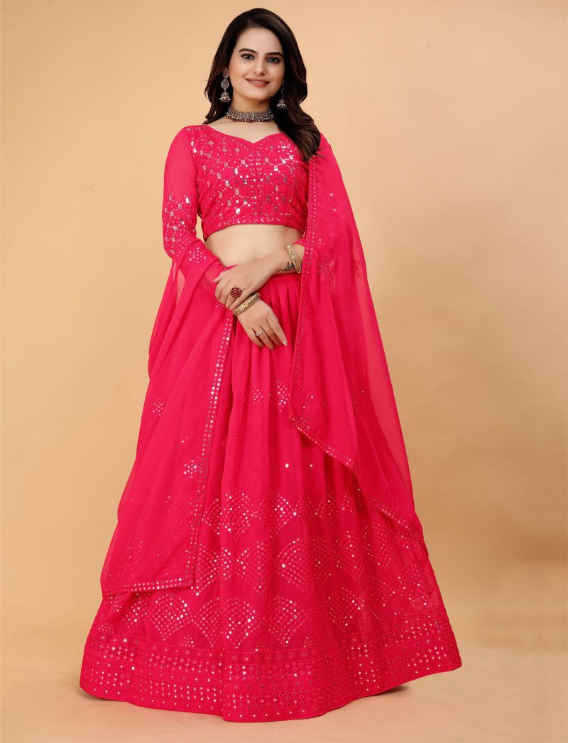 georgette pink lehenga choli