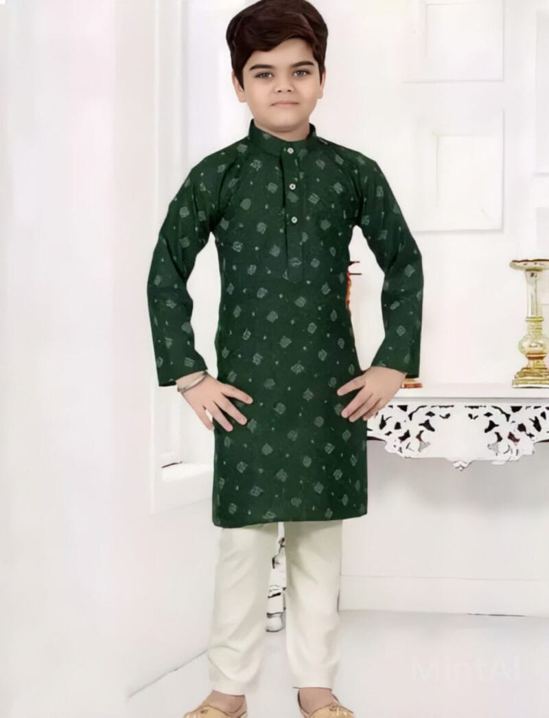 green cotton kurta pajama kids