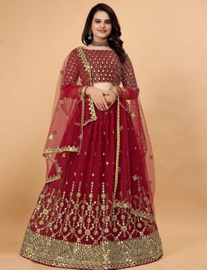 Maroon georgette lehenga choli