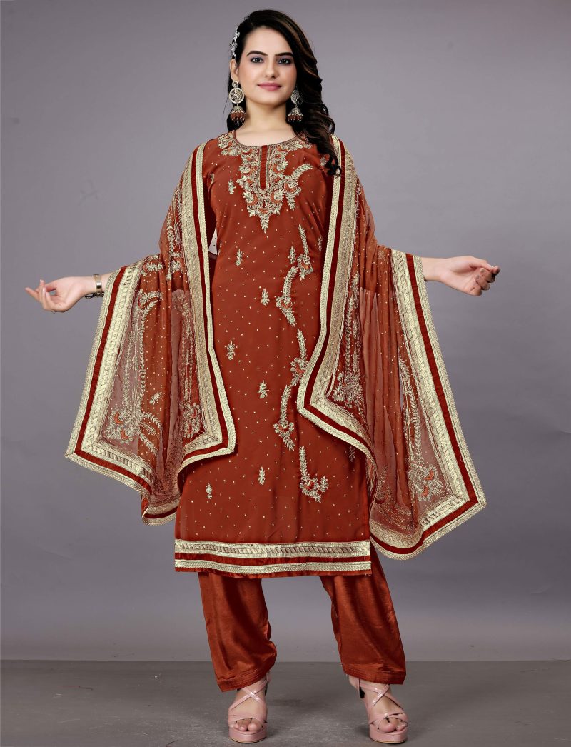 hand embroidered georgette salwar suit
