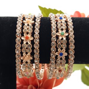 Rose plated multi bangles