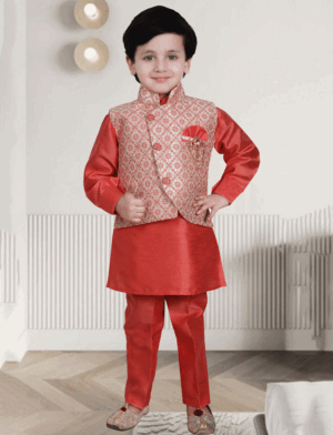 Kurta Pajama With Printed Jacket