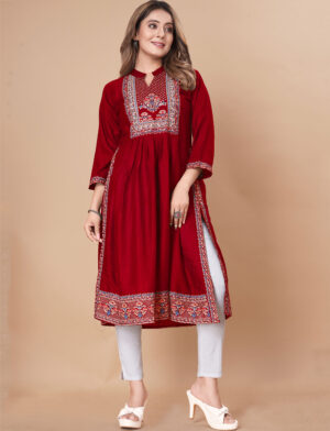 maroon nayra kurti women
