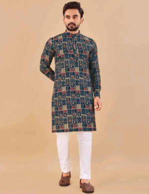 printed blue kurta pajama