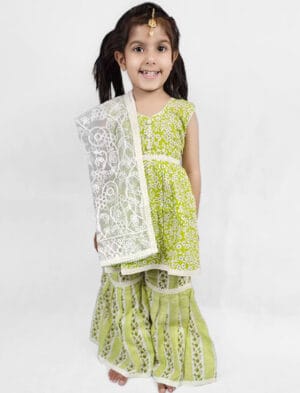 green cotton gharara suit girls