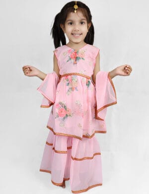 pink georgette gharara suit girls