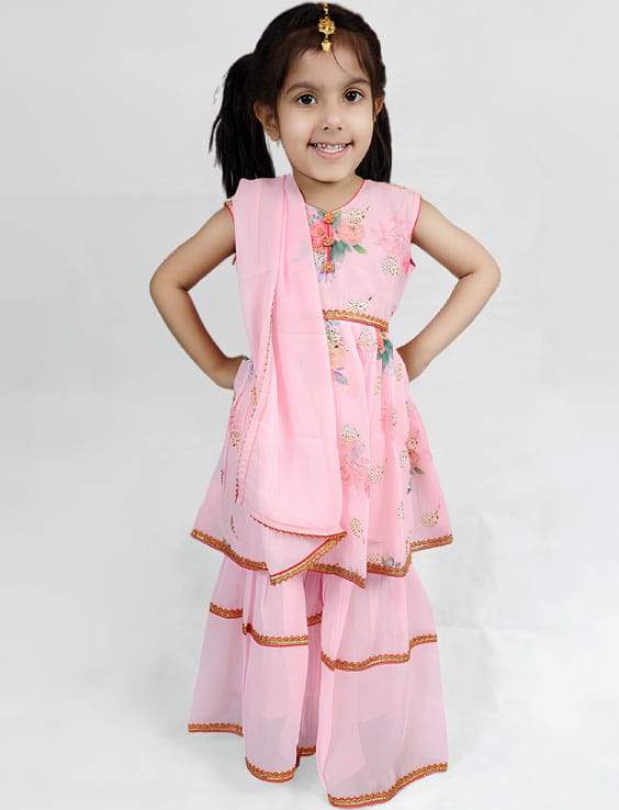 Pink Gharara Suit For Girls