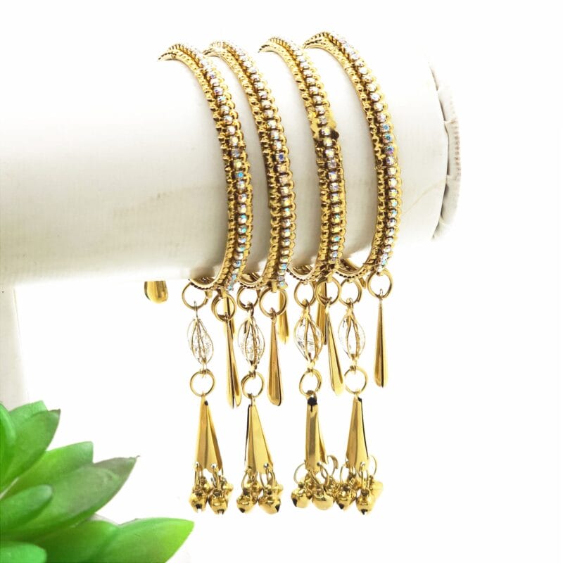 Golden stone bangles set
