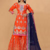 embroidered georgette pakistani sharara suit