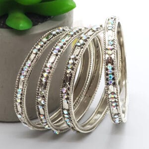 Silver Rainbow Bangles Set