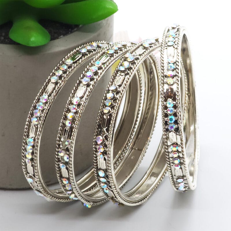Silver Rainbow Bangles Set