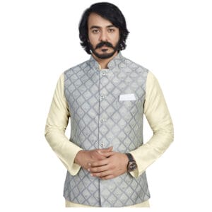 Pattern Grey Nehru Jacket