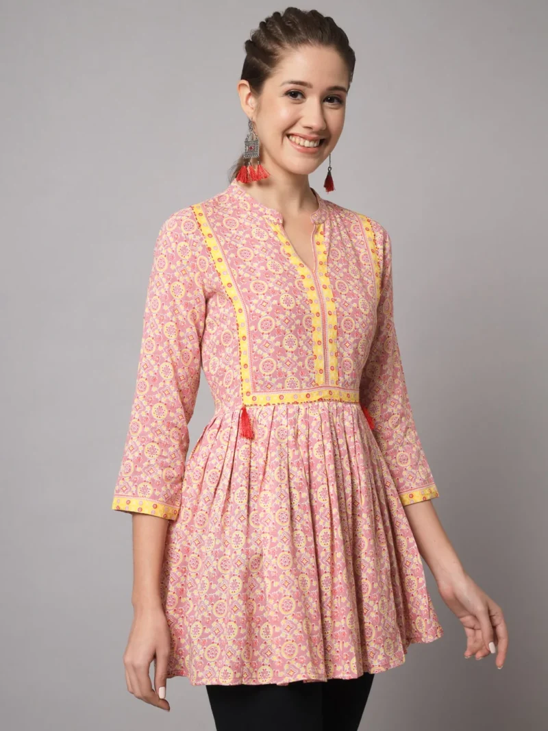 Pink Flared Short Kurrta4