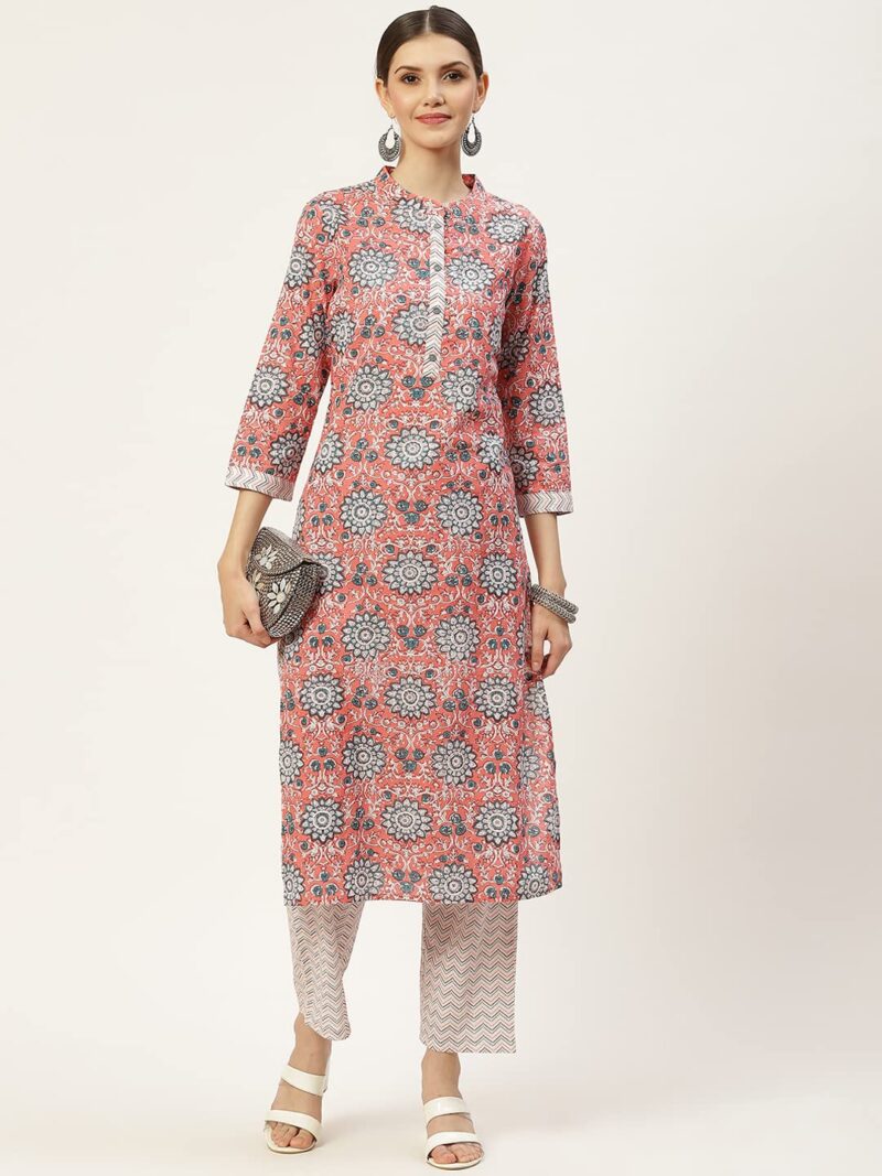 Peach Printed Kurta With Palazzo 3