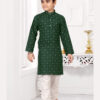 Green Printed Kurta Pajama kids