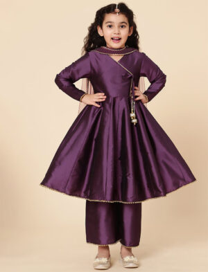 purple anarkali suit girl