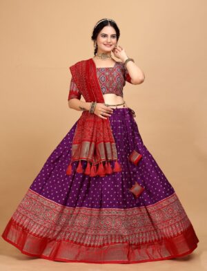 Purple Printed Lehenga Choli