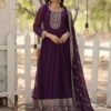 Purple Embroidery Anarkali Kurti