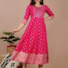 pink cotton anarkali kurti