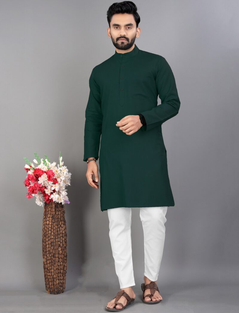 Teal Green Cotton Kurta Pajama