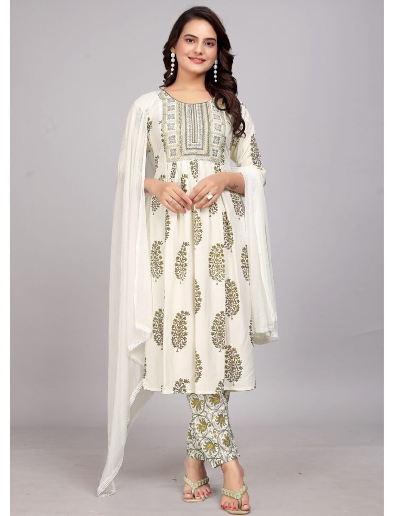 Off-White Printed Kurti Set
