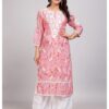 Lucknowi Pink Floral Kurti Set