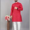 red printed cotton kurta pajama