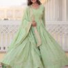 Pista Green Georgette Anarkali Gown