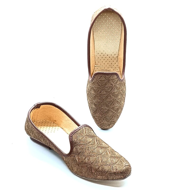 Copper gold sherwani jutti