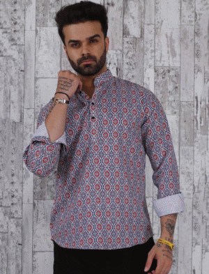 Ethnic Printed Male Short Kurta