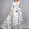 White Rayon Printed Suit