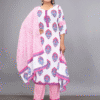 Cotton White Printed Suit