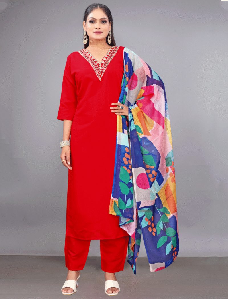 Rayon Red Suit Women