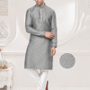 Silver Jacquard Straight Kurta Pajama