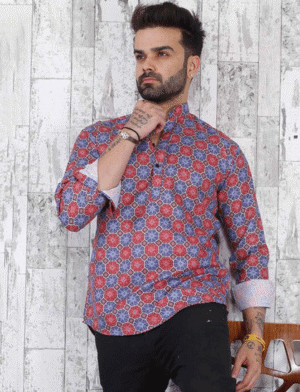 Multi-colour Short Kurta Men