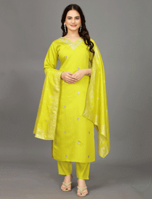 Zari Roman Silk Kurti Set