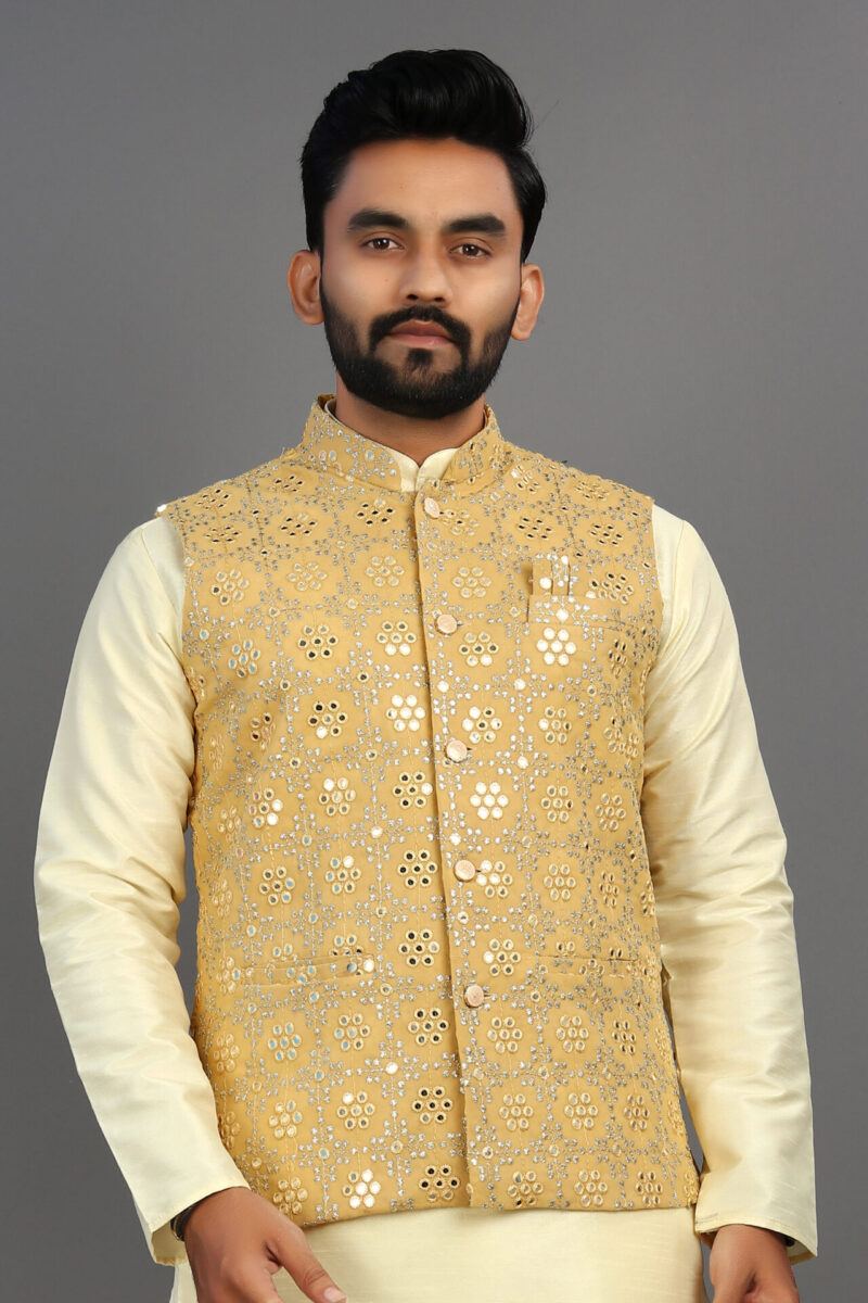 Georgette Mirror-work Nehru Jacket