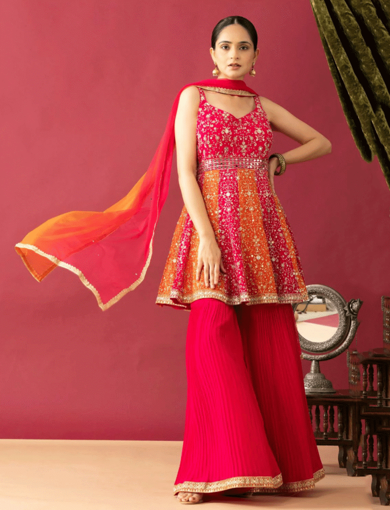 Chinon Peplum Sharara Set