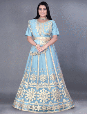 Blue Embroidered Lehnga Choli