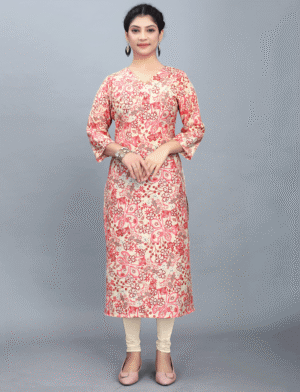 Floral Print Crepe Straight Kurta