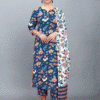 Blue Printed Kurti Set Women