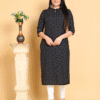 Black Cotton Rayon Kurta