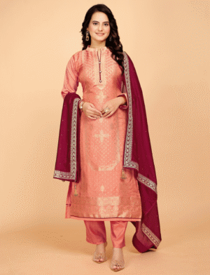Peach Embroidered Suit Set