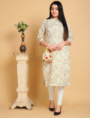 Floral Print Straight Cotton Kurta
