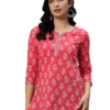 Pink Cotton Short Kurta