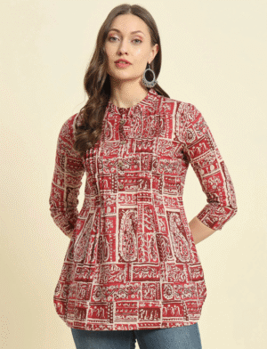 Red Printed Short Top