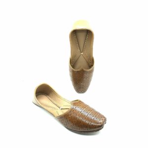 Cutwork Pattern Brown Punjabi Jutti