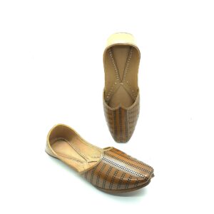 Dot Pattern Brown Punjabi Jutti