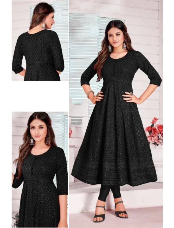Black Chikankari Anarkali Kurti